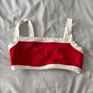 Women's Red and White Bra